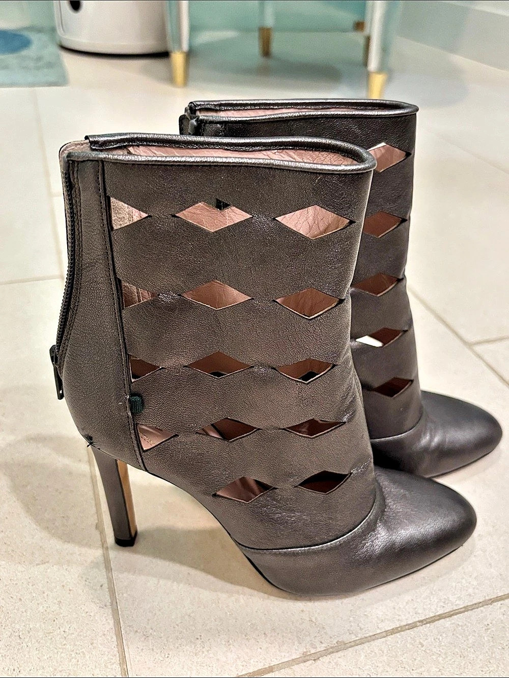 Metallic SJP high heel booties